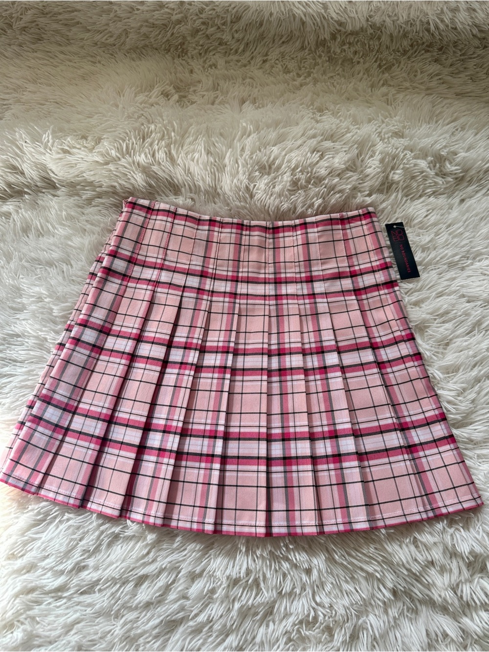 Pink plaid pleated tennis mini skirt school girl NWT sz M (7-9) No Boundaries